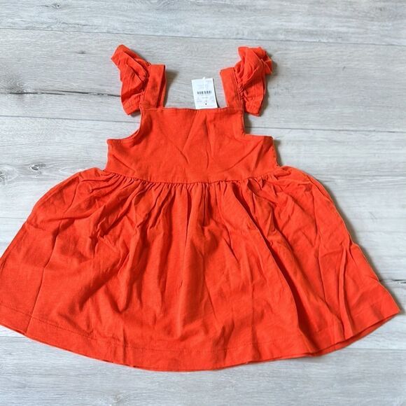 J. Crew Crewcuts Girls Knit Flutter‎ Sleeve Dress Sz3 Orange NWT IN PACKAGING - Picture 3 of 3